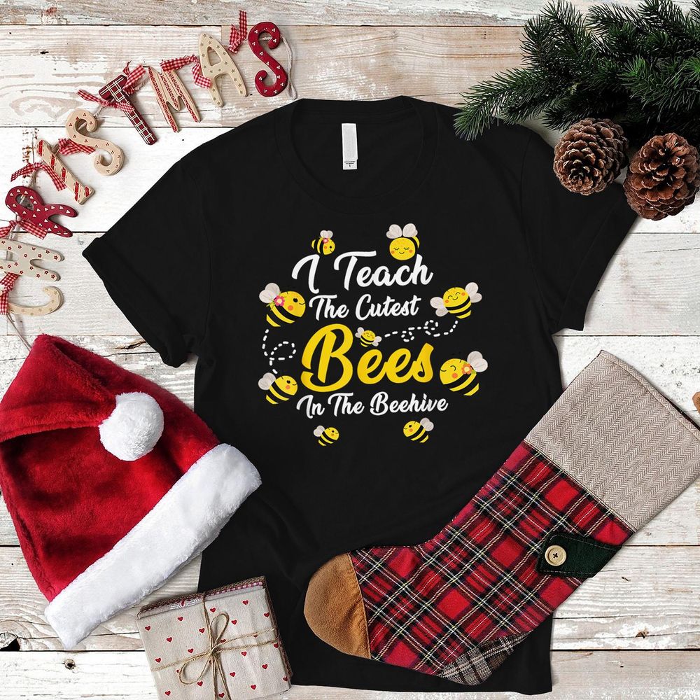 Cute I Teach The Cutest Bees In The Beehive Teacher's Day Shirt Unisex Standard T-Shirt black s