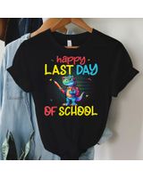 Happy Last Day Of School Teacher Student Graduation Dinosaur Shirt Unisex Standard T-Shirt black s