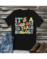 It's A Good Day To Teach Biology Groovy Biology Teacher Shirt Unisex Standard T-Shirt black s